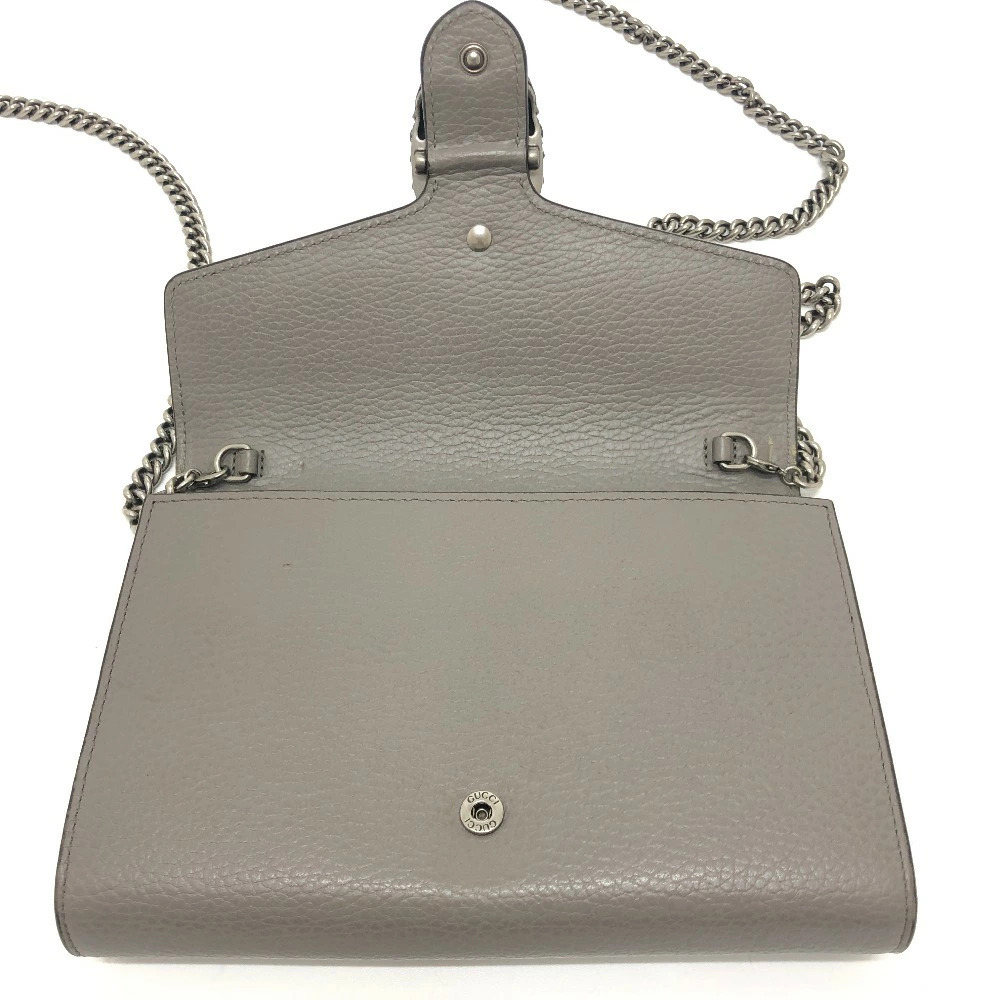 GUCCI Dionysus Bag Chain Wallet Crossbody Shoulder Leather Gray - Picture 9 of 15